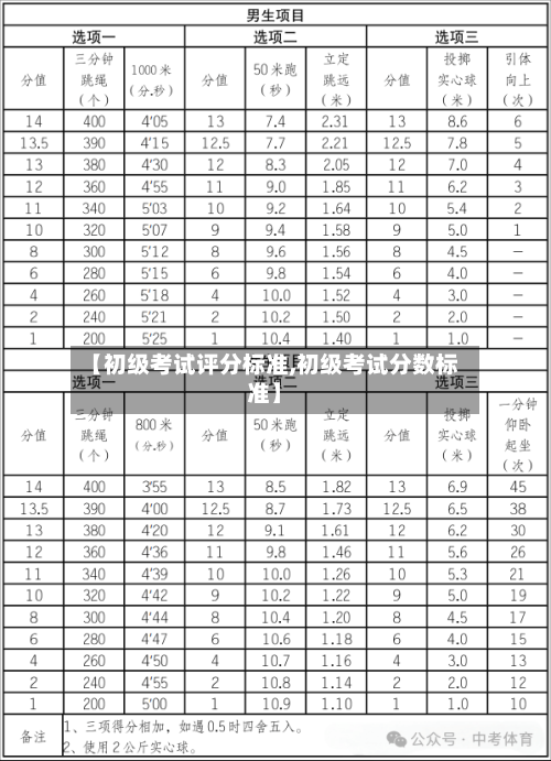 【初级考试评分标准,初级考试分数标准】