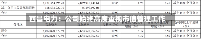 西昌电力:公司始终高度重视市值管理工作-第1张图片